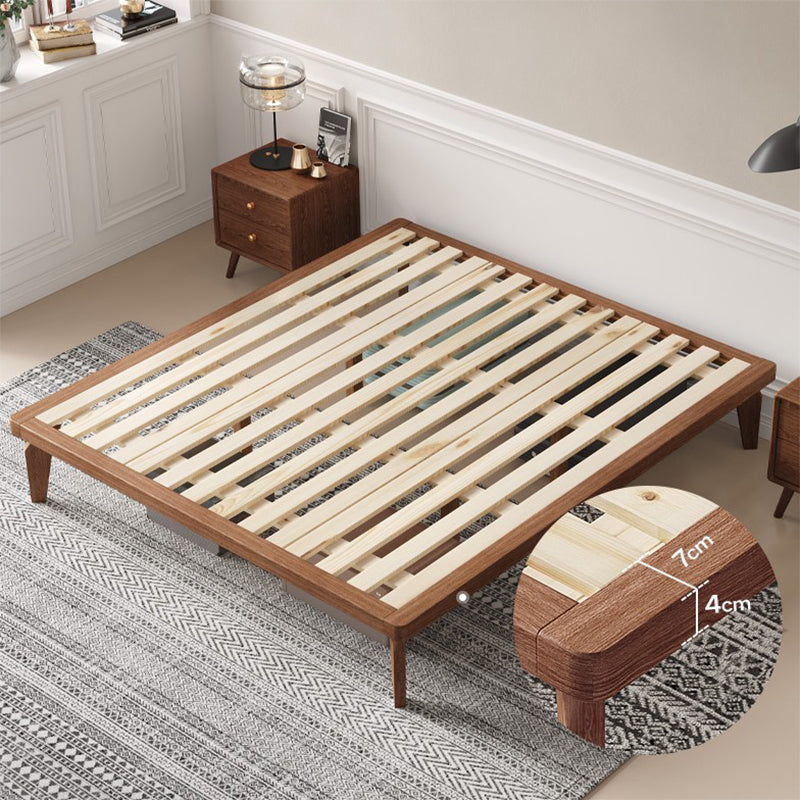 Ash 13.38" High Standard Bed with Custom Gold Legs Brown Bed Without Headboard