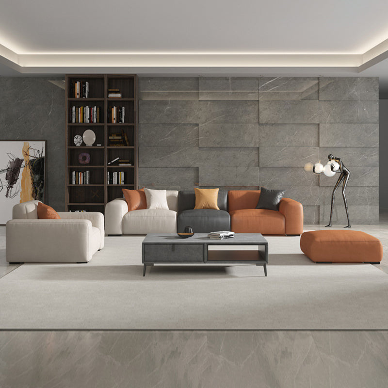 Contemporary Cushions Standard Seating Square Arm Sofa with Pillows