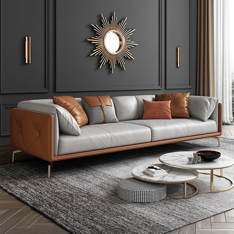 現代的な本物の革枕トップアームソファクッション標準ソファ