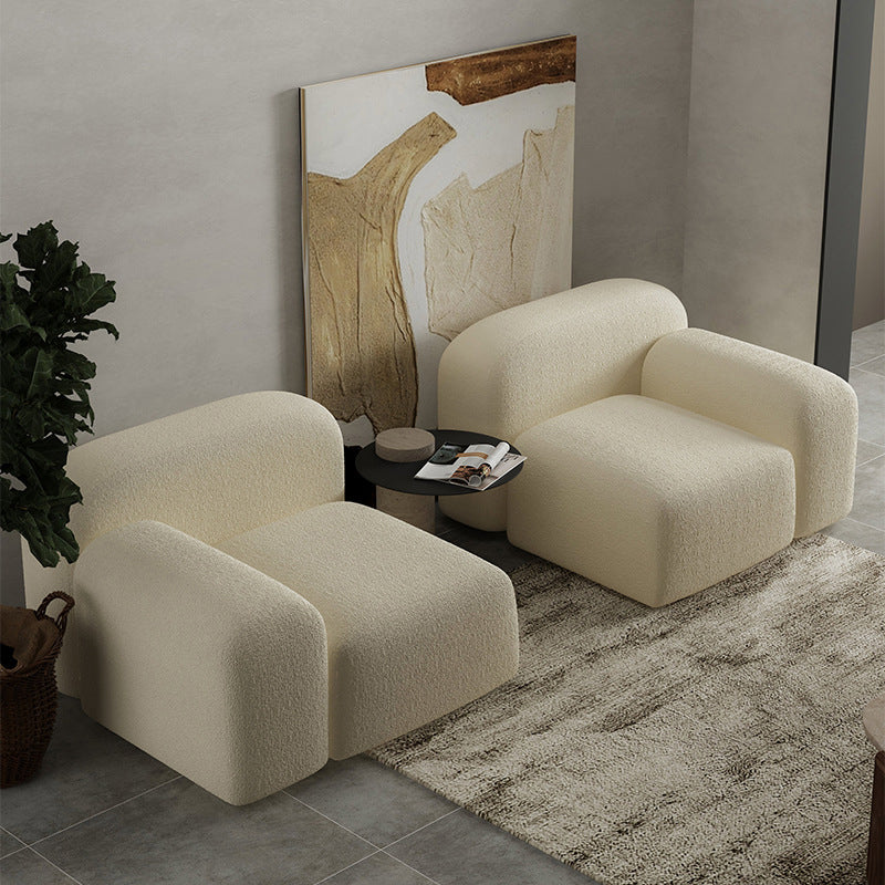 Zeitgenössischer Stil Stationärer Sofa Wolle gerolltes Armsofa in Weiß