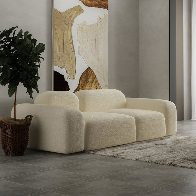 Zeitgenössischer Stil Stationärer Sofa Wolle gerolltes Armsofa in Weiß