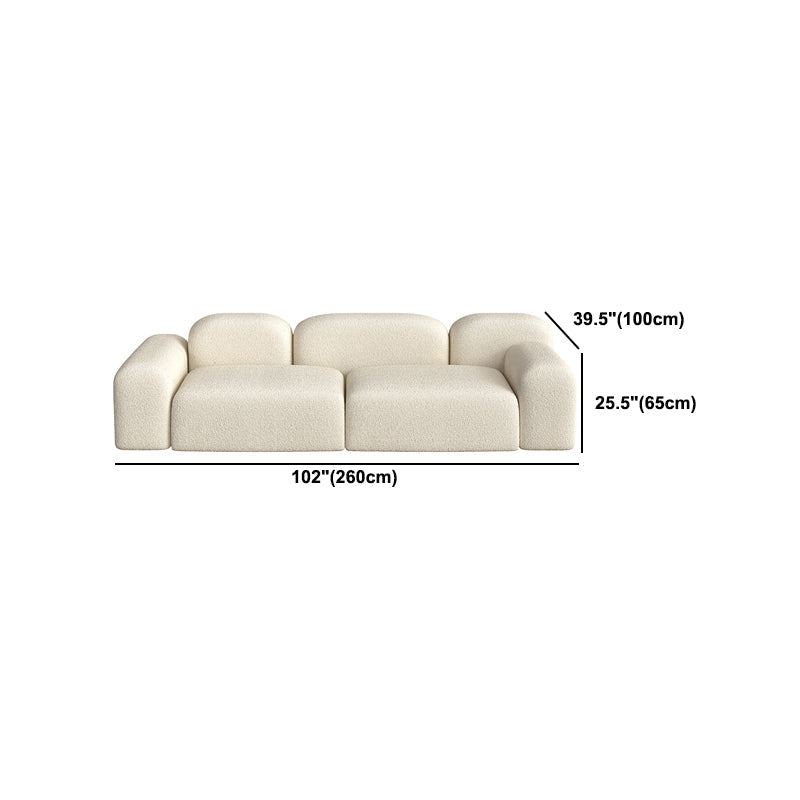 Zeitgenössischer Stil Stationärer Sofa Wolle gerolltes Armsofa in Weiß