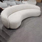 Contemporary White Curved Sofa 29.52" High Sloped Armed Sofa