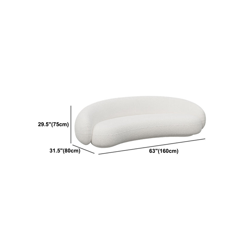 Contemporary White Curved Sofa 29.52" High Sloped Armed Sofa