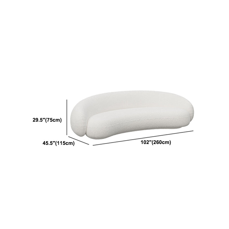 Contemporary White Curved Sofa 29.52" High Sloped Armed Sofa