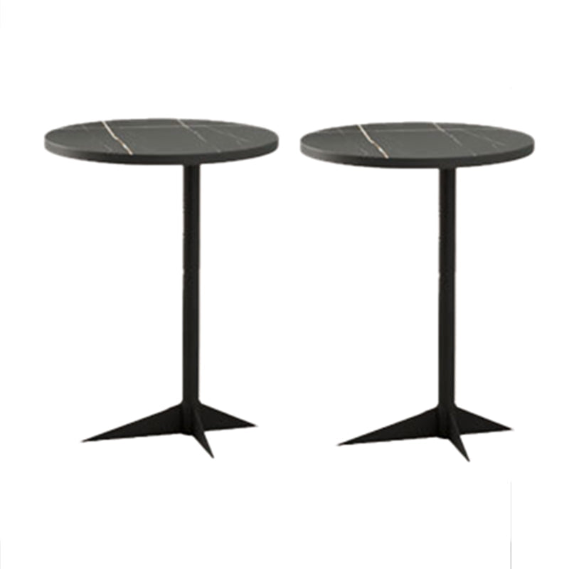 Modern Round Slate Side Table Pedestal Corner Table for Living Room