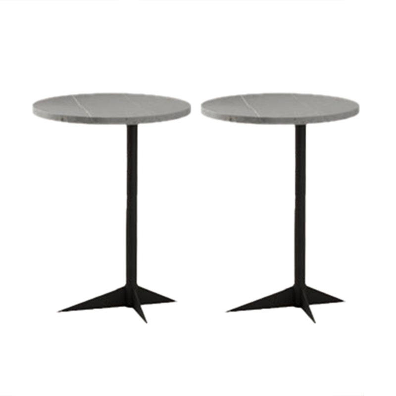 Modern Round Slate Side Table Pedestal Corner Table for Living Room