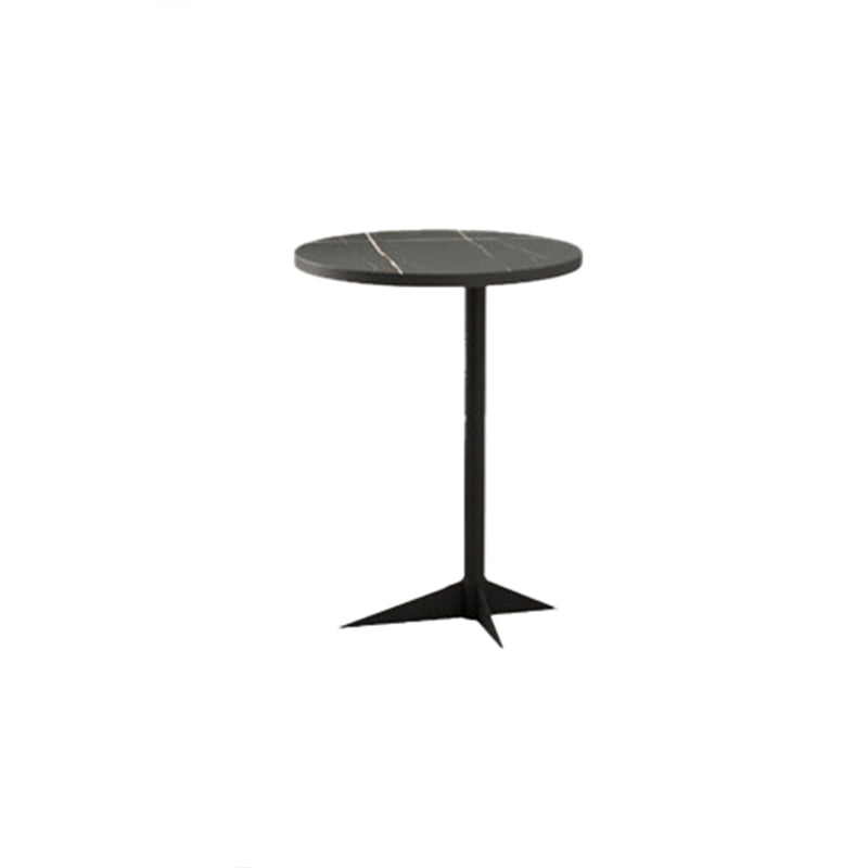 Modern Round Slate Side Table Pedestal Corner Table for Living Room