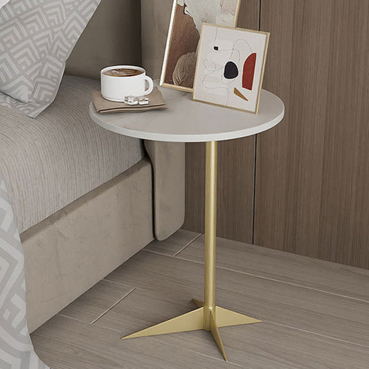 Modern Round Slate Side Table Pedestal Corner Table for Living Room
