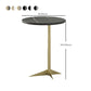 Modern Round Slate Side Table Pedestal Corner Table for Living Room