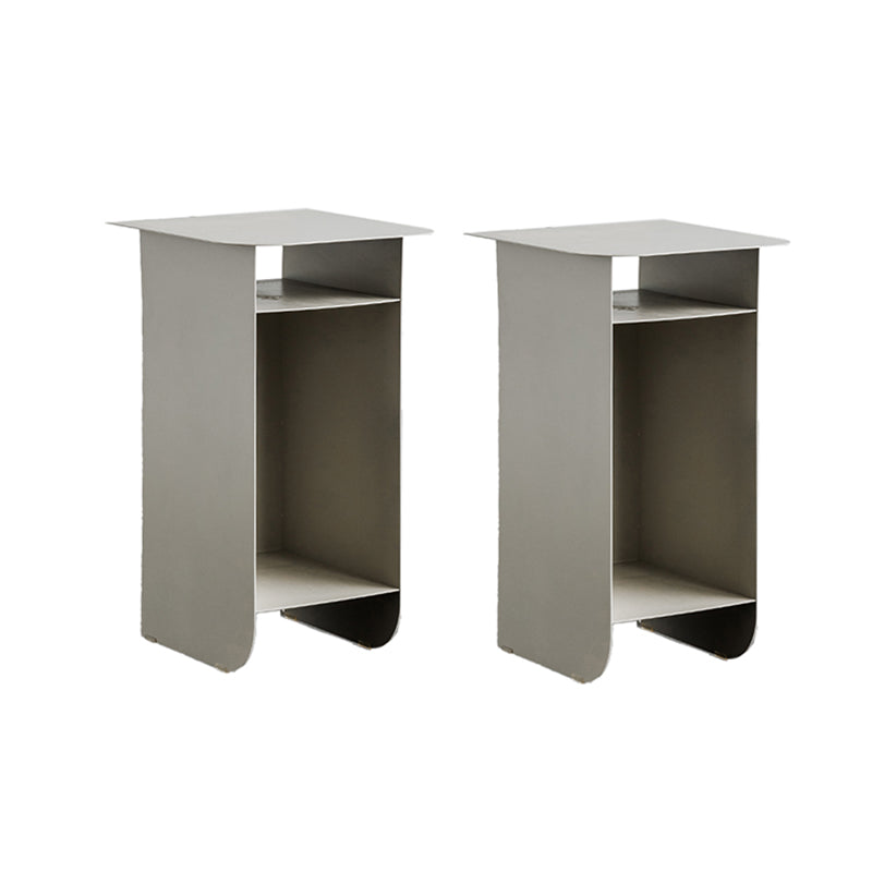 Mid-Century Rectangular Side Table Sled End Table with Shelves