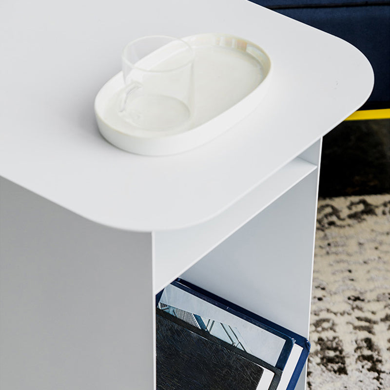 Mid-Century Rectangular Side Table Sled End Table with Shelves