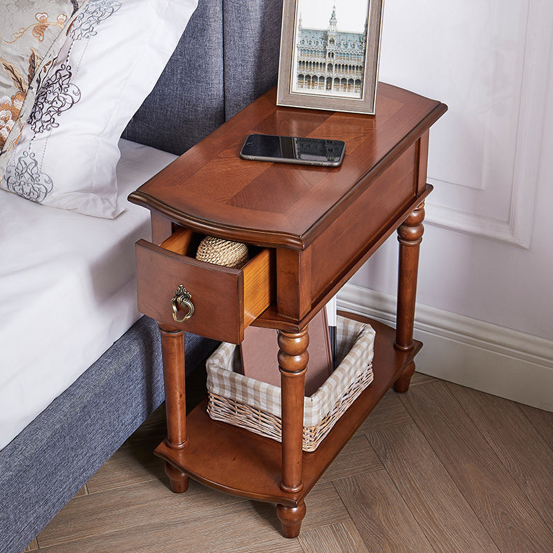 Mesa de extremo rectangular moderna 23 "de altura 4 patas de madera maciza mesa auxiliar