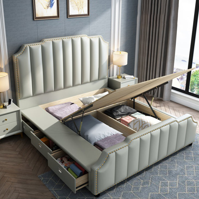 84.65 inch Wide Contemporary Standard Bed Solid Wood Bed with Headboard Storage Included Single Bed Clearhalo 'Bedroom Furniture' 'Beds' 'furn' 'furn_beds' 'Furniture' 6100332