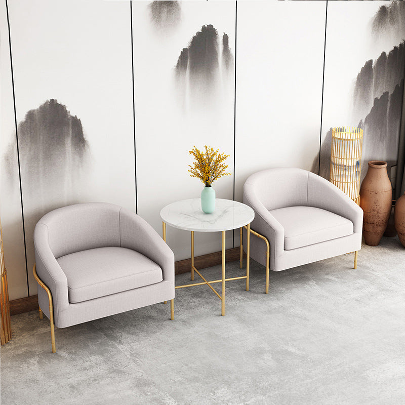 23.62" Wide Linen Barrel Chair Arms Included Barrel Accent Chair with Basic Four Leg Clearhalo 'Accent Chairs' 'accent_chairs' 'Chairs & Seating' 'furn' 'furn_accent_chairs' 'Furniture' 'Living Room Furniture' 6100410