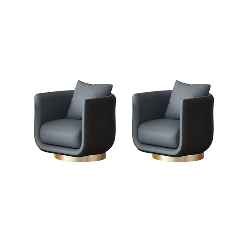 Faux Leather Barrel Chair 29.52" Wide Arms Included Barrel Accent Chair