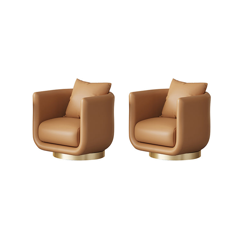 Faux Leather Barrel Chair 29.52" Wide Arms Included Barrel Accent Chair