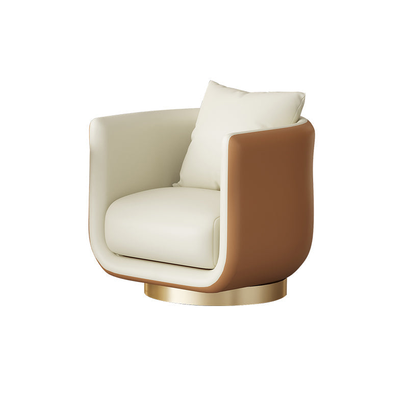 Faux Leather Barrel Chair 29.52" Wide Arms Included Barrel Accent Chair