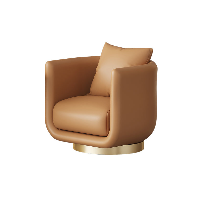 Faux Leather Barrel Chair 29.52" Wide Arms Included Barrel Accent Chair