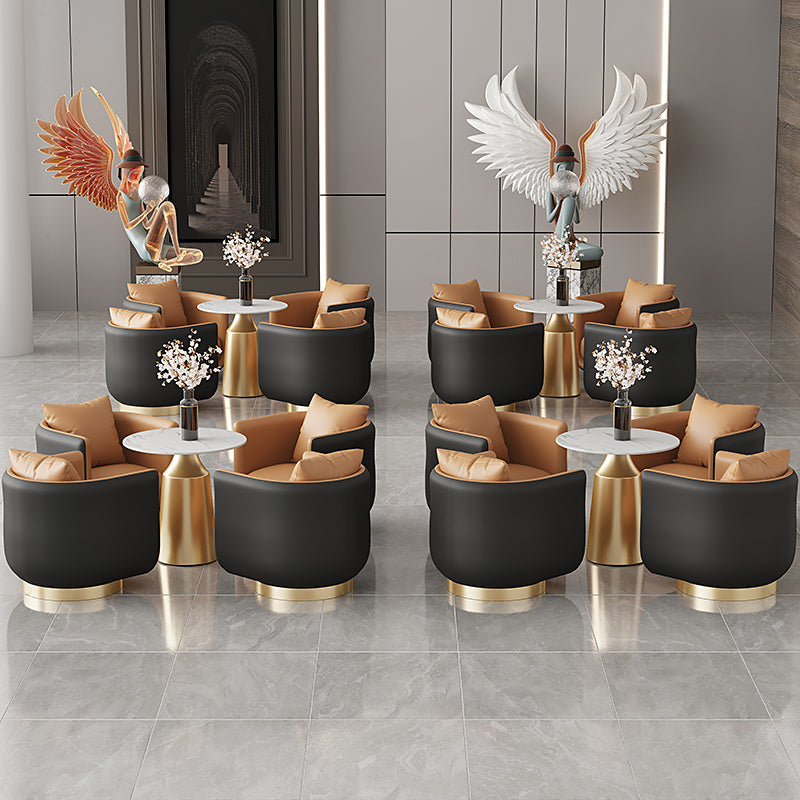 Faux Leather Barrel Chair 29.52" Wide Arms Included Barrel Accent Chair