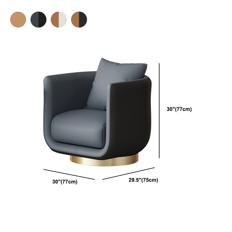 Faux Leather Barrel Chair 29.52" Wide Arms Included Barrel Accent Chair