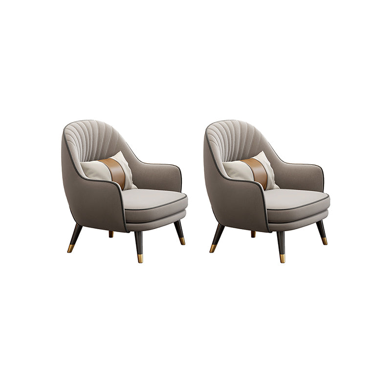 Velvet Accent Armchair 21.65" Wide Arms Included Chair for Living Room Grey 2 Piece Set Clearhalo 'Accent Chairs' 'accent_chairs' 'Chairs & Seating' 'furn' 'furn_accent_chairs' 'Furniture' 'Living Room Furniture' 6100443