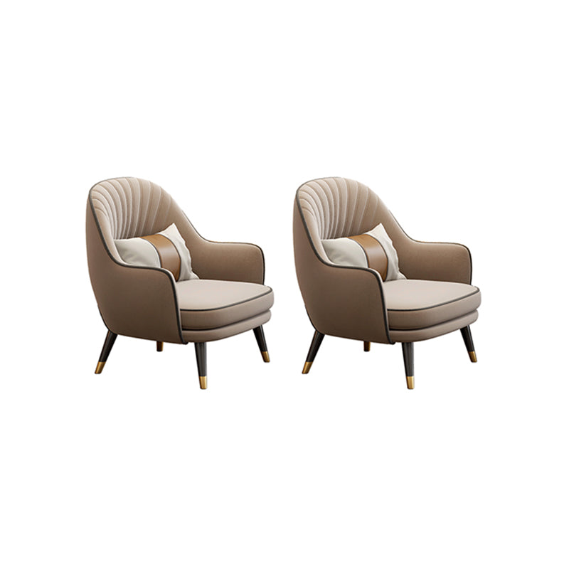 Velvet Accent Armchair 21.65" Wide Arms Included Chair for Living Room Khaki 2 Piece Set Clearhalo 'Accent Chairs' 'accent_chairs' 'Chairs & Seating' 'furn' 'furn_accent_chairs' 'Furniture' 'Living Room Furniture' 6100445