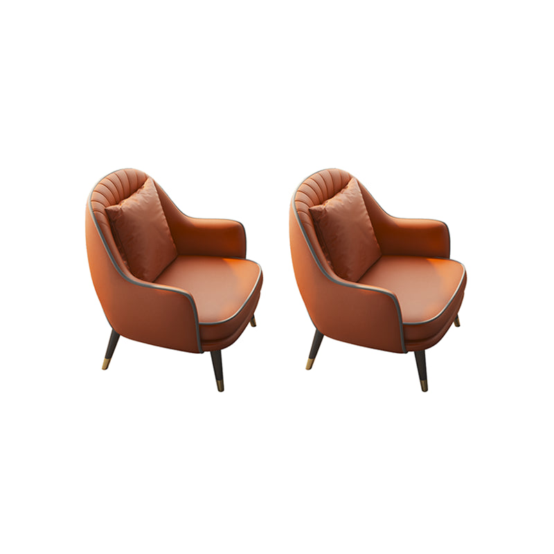 Velvet Accent Armchair 21.65" Wide Arms Included Chair for Living Room Orange 2 Piece Set Clearhalo 'Accent Chairs' 'accent_chairs' 'Chairs & Seating' 'furn' 'furn_accent_chairs' 'Furniture' 'Living Room Furniture' 6100446