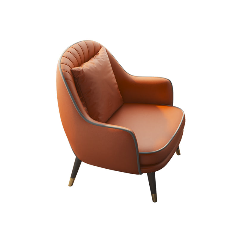 Velvet Accent Armchair 21.65" Wide Arms Included Chair for Living Room Orange 1 Piece Clearhalo 'Accent Chairs' 'accent_chairs' 'Chairs & Seating' 'furn' 'furn_accent_chairs' 'Furniture' 'Living Room Furniture' 6100454