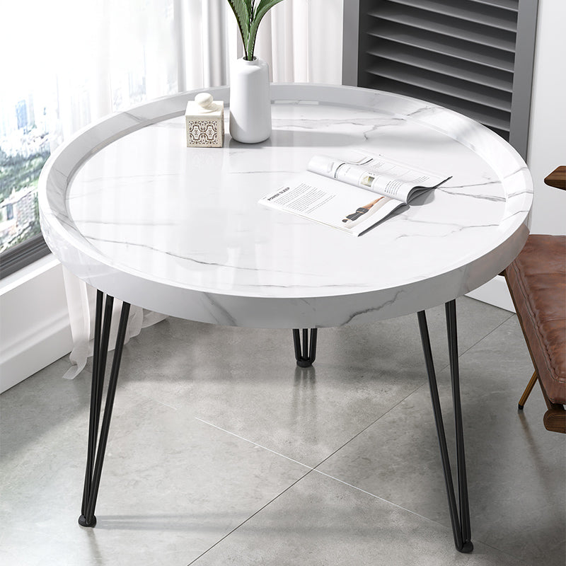 Open Shelf Tray Top Coffee Table Wood Round Coffee Table Minimalist