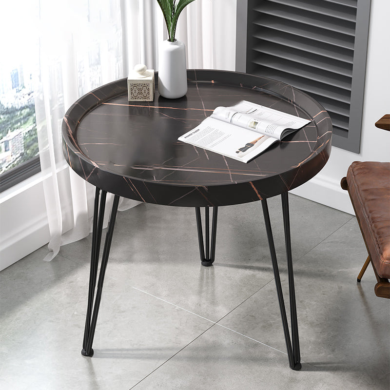 Open Shelf Tray Top Coffee Table Wood Round Coffee Table Minimalist