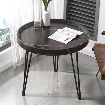 Open Shelf Tray Top Coffee Table Wood Round Coffee Table Minimalist