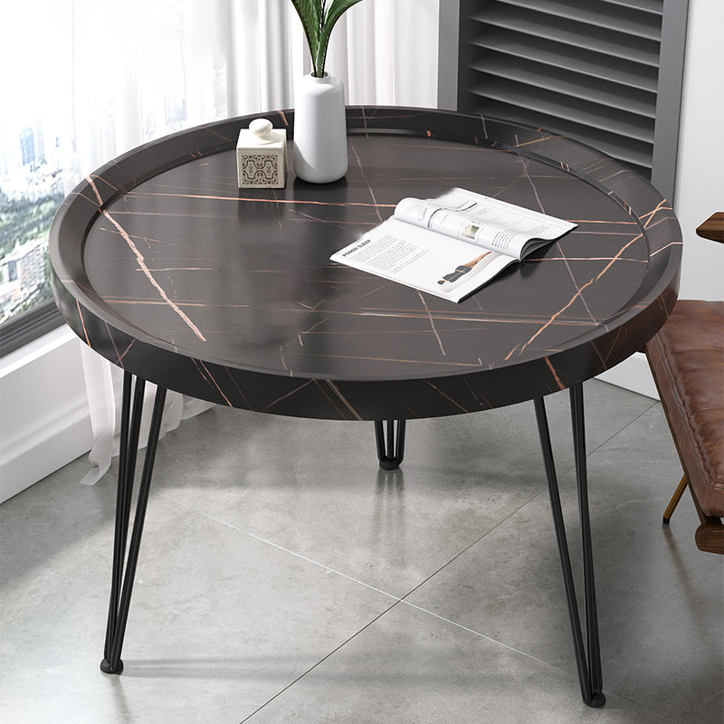 Open Shelf Tray Top Coffee Table Wood Round Coffee Table Minimalist