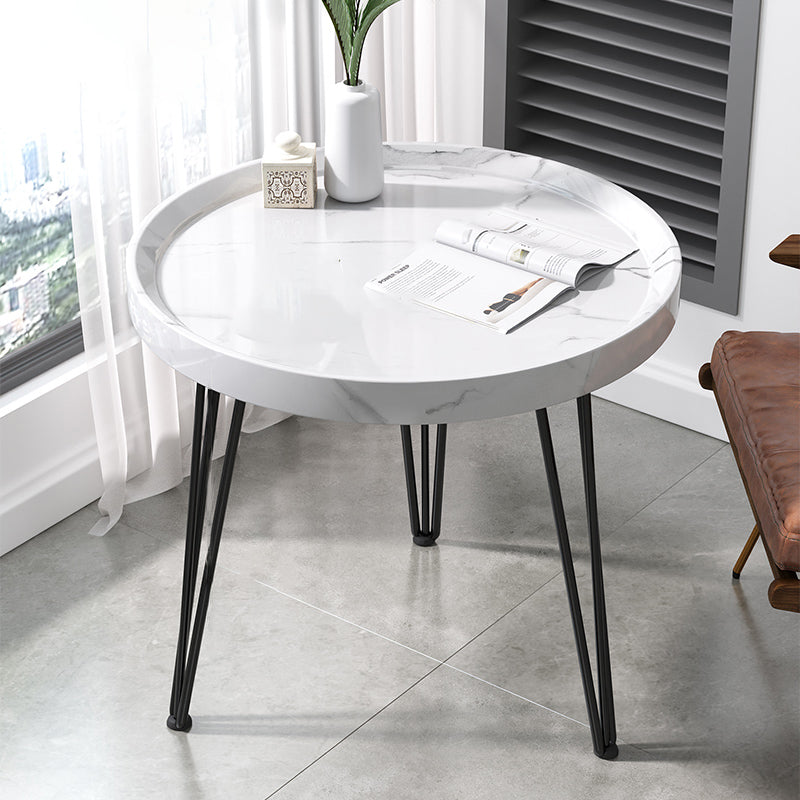 Open Shelf Tray Top Coffee Table Wood Round Coffee Table Minimalist