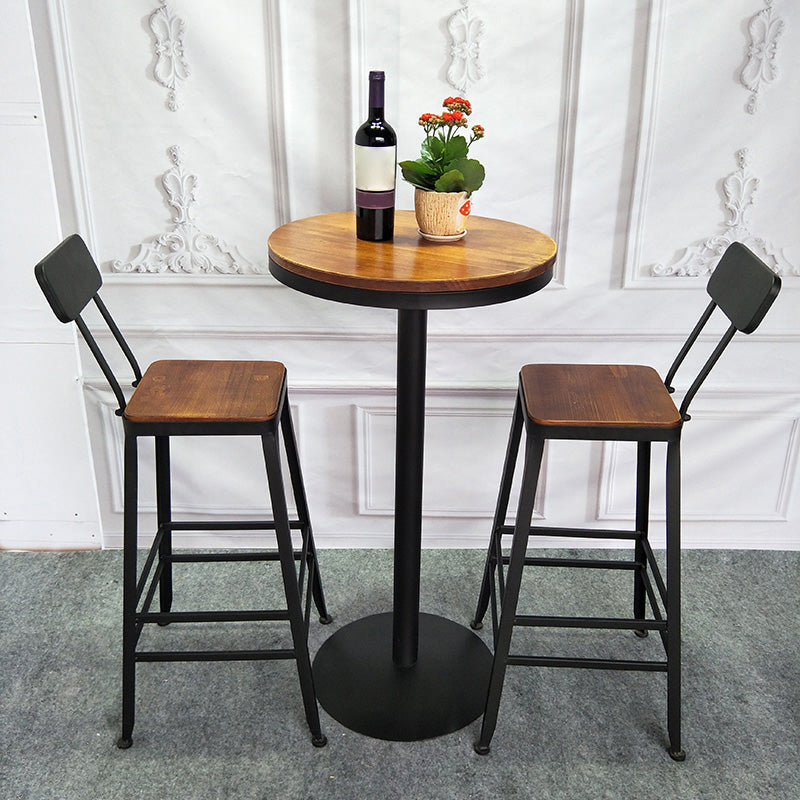 Table de salle à manger de bar en bois Table de cocktail industrielle à hauteur de bar avec base en métal