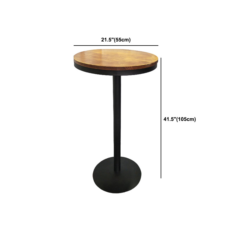 Table de salle à manger de bar en bois Table de cocktail industrielle à hauteur de bar avec base en métal