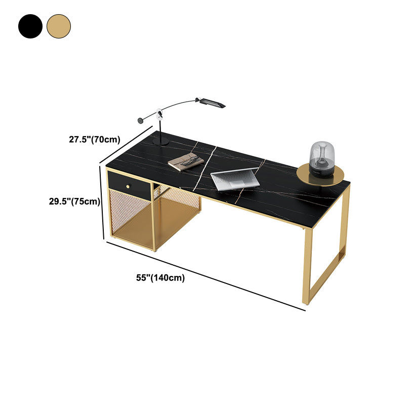 Glam Marble Mirrored Office Desk Pedestal 1-drawer Writing Desk Clearhalo 'furn' 'furn_office_desk' 'Furniture' 'Office Desks' 'Office Furniture' 'office_desk' 6100819