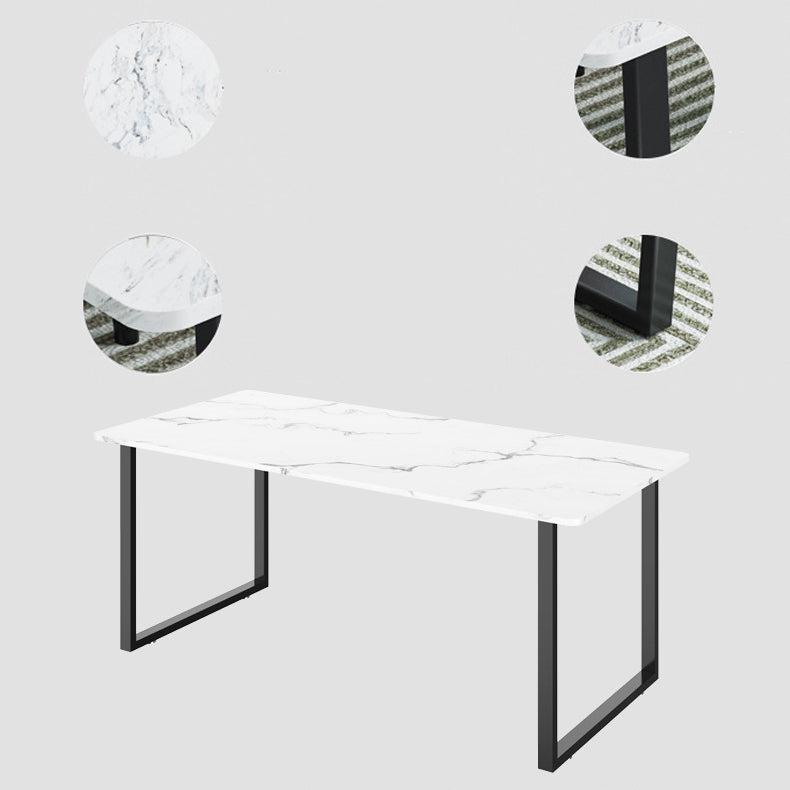 Rectangular Office Desk with Metal Legs Marble Mirrored Writing Desk Clearhalo 'furn' 'furn_office_desk' 'Furniture' 'Office Desks' 'Office Furniture' 'office_desk' 6100853