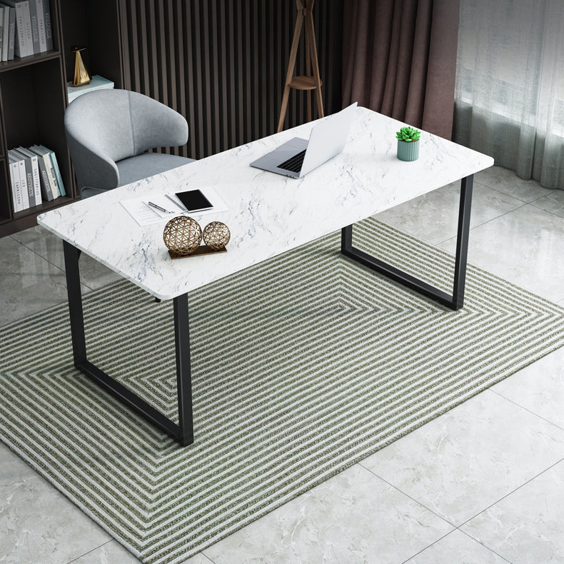 Rectangular Office Desk with Metal Legs Marble Mirrored Writing Desk Clearhalo 'furn' 'furn_office_desk' 'Furniture' 'Office Desks' 'Office Furniture' 'office_desk' 6100856