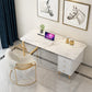 Glam White Marble Writing Desk with 3-Drawer Rectangular Office Desk 63"L x 27.6"W x 29.5"H Gold Clearhalo 'furn' 'furn_office_desk' 'Furniture' 'Office Desks' 'Office Furniture' 'office_desk' 6100929