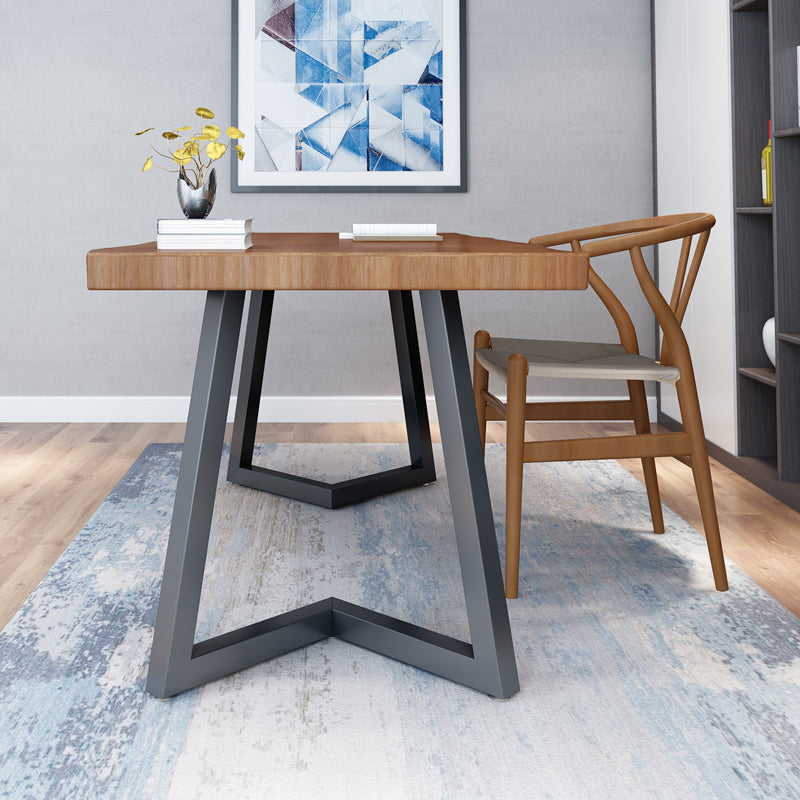 Escritorio de oficina rectangular industrial con patas de metal escritura de escritura de madera maciza