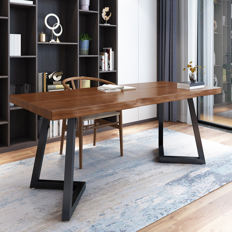 Escritorio de oficina rectangular industrial con patas de metal escritura de escritura de madera maciza