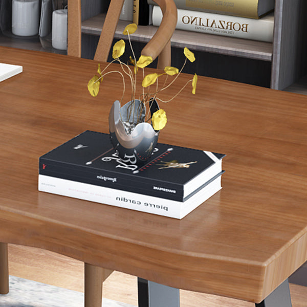 Escritorio de oficina rectangular industrial con patas de metal escritura de escritura de madera maciza