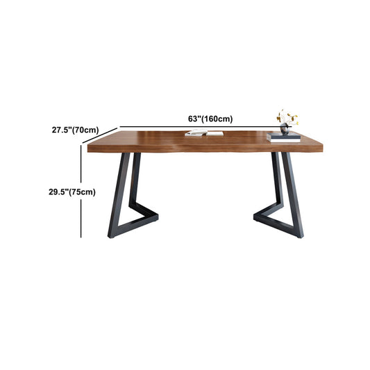 Industrial Rectangular Office Desk with Metal Legs Solid Wood Writing Desk