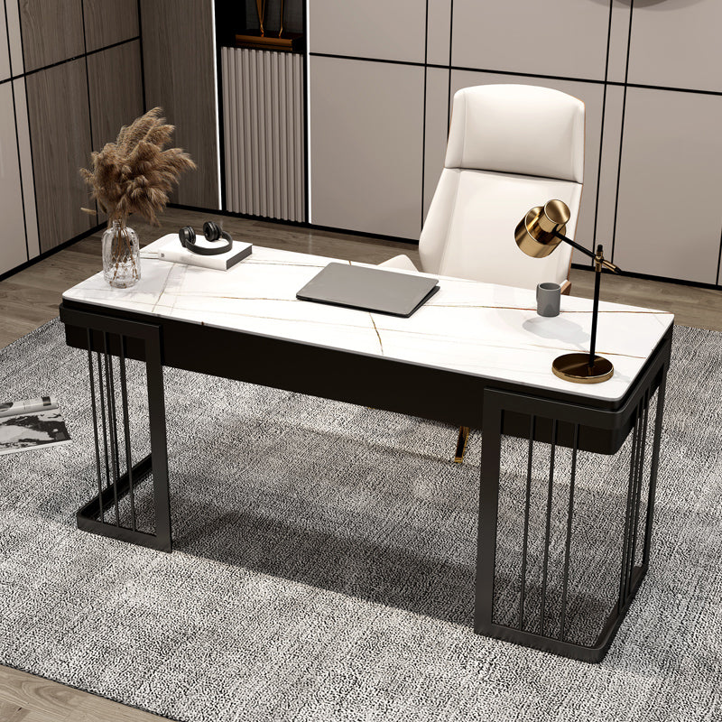 Bureau de bureau en pierre et métal avec un tiroir Courbe d'écriture pour chambre à coucher