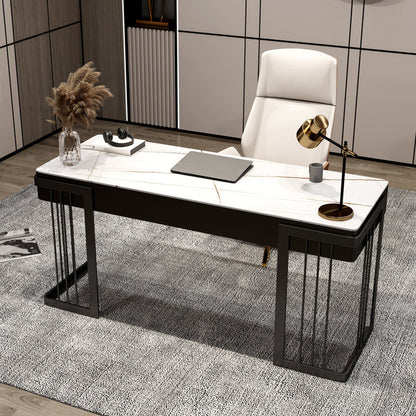 Bureau de bureau en pierre et métal avec un tiroir Courbe d'écriture pour chambre à coucher