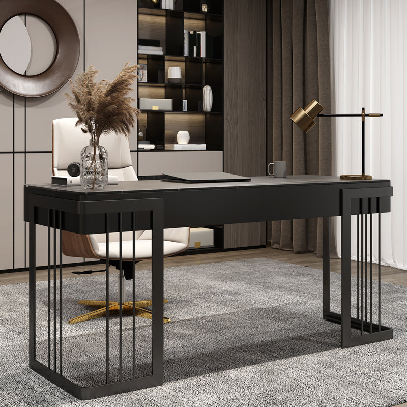 Bureau de bureau en pierre et métal avec un tiroir Courbe d'écriture pour chambre à coucher