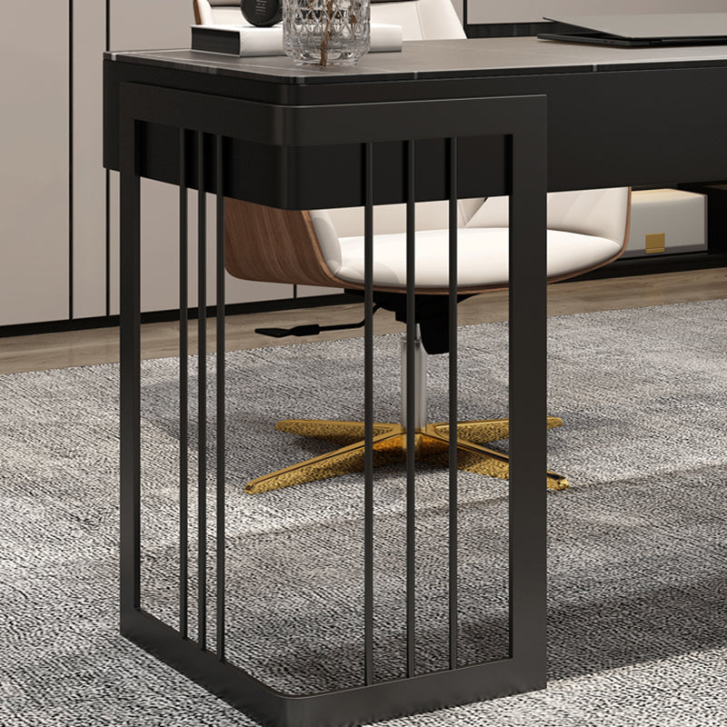 Bureau de bureau en pierre et métal avec un tiroir Courbe d'écriture pour chambre à coucher