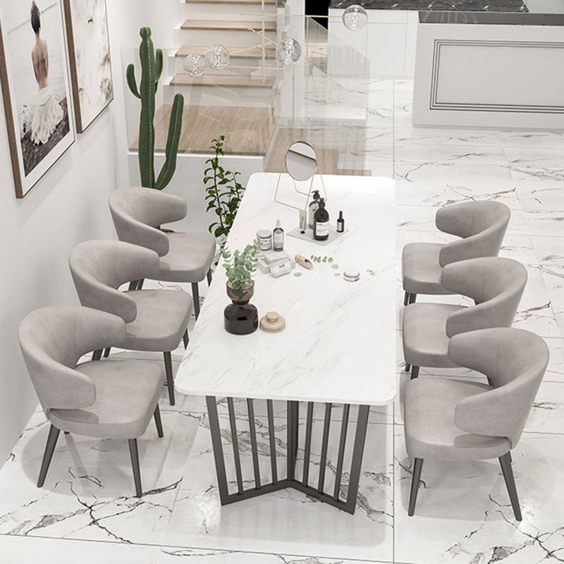 White Glam Office Desk Marble Home Writing Desk met metalen benen