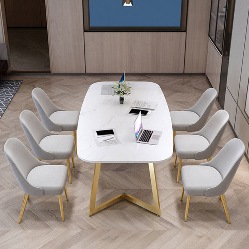 White Glam Office Desk Marble Home Writing Desk met metalen benen